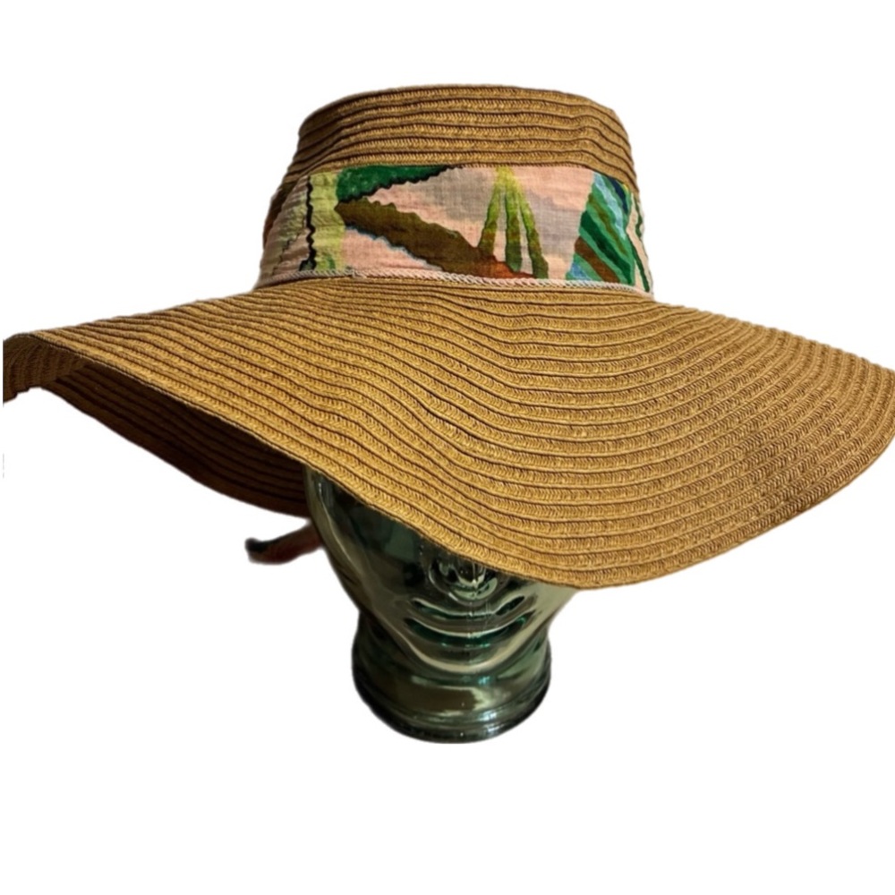 Market & Layne Beach Wide-Brim Straw Summer Hat Tan One Size Bohemian Slouchy